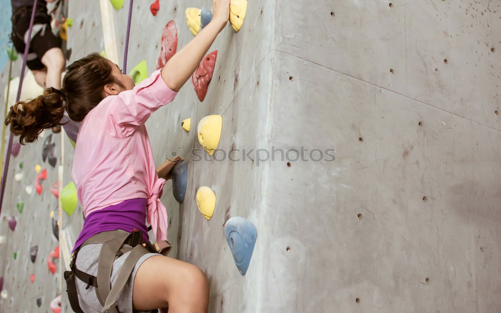 Similar – Image, Stock Photo little girl climbing a rock wall outdoor. Concept of sport life.