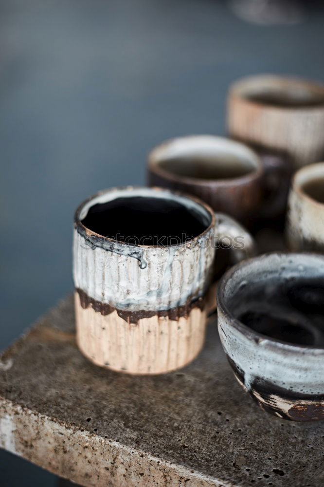 Similar – Coffee cups on a blue table