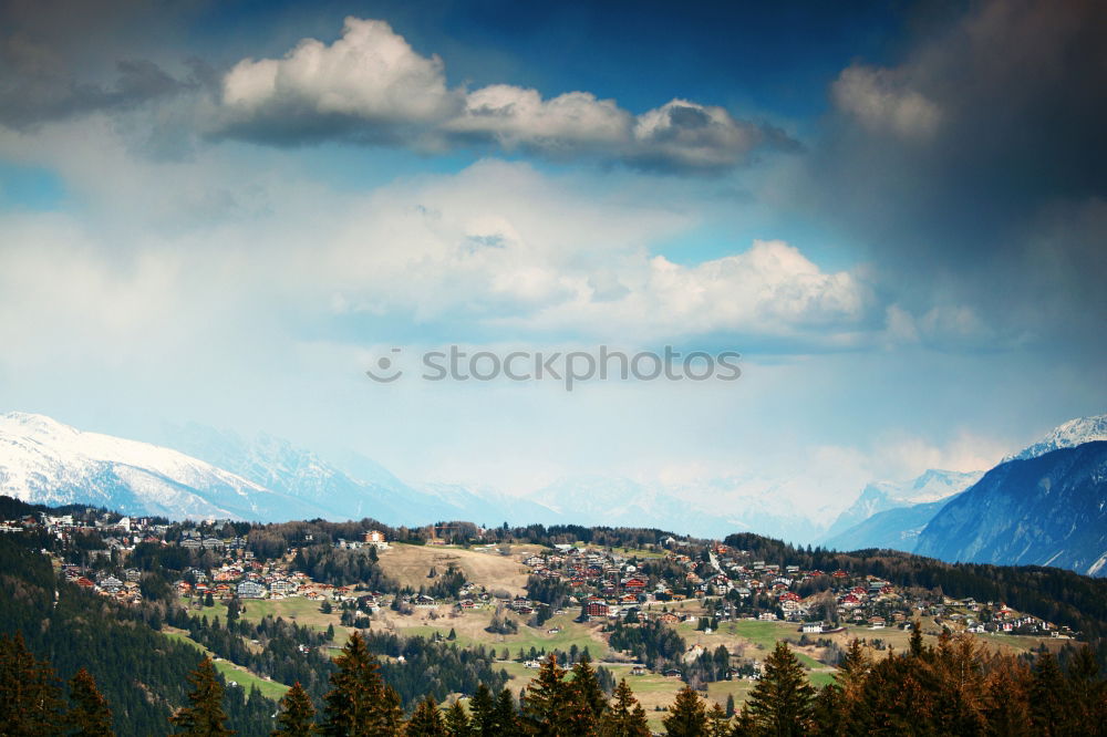 Similar – Malopolska village and green spring meadows on hills