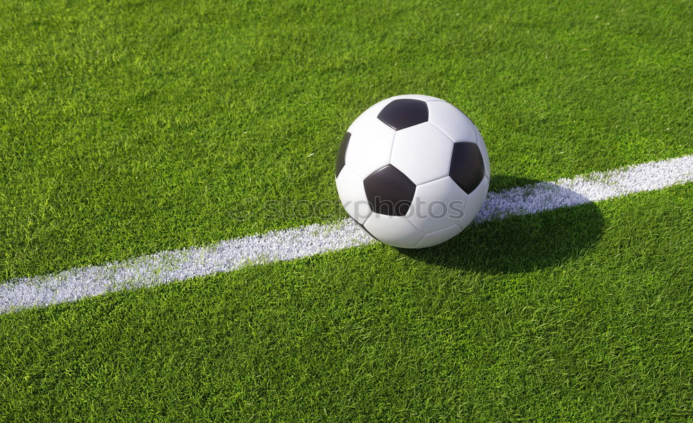 Similar – Vintage soccer ball on green grass over the white line