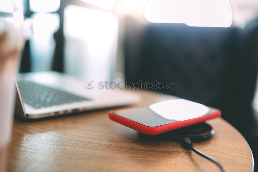 Similar – Image, Stock Photo keyboard and phone with black screen on wooden desk.