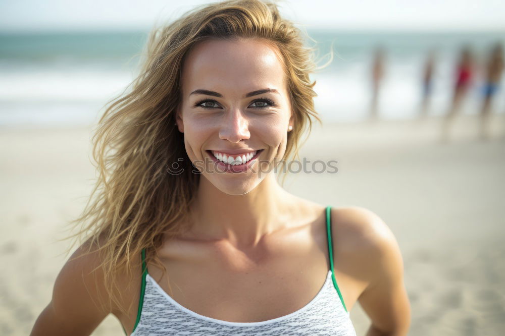 Similar – Image, Stock Photo Beautiful woman with sports clothes, sitting on a concrete wall outdoors at sunset.