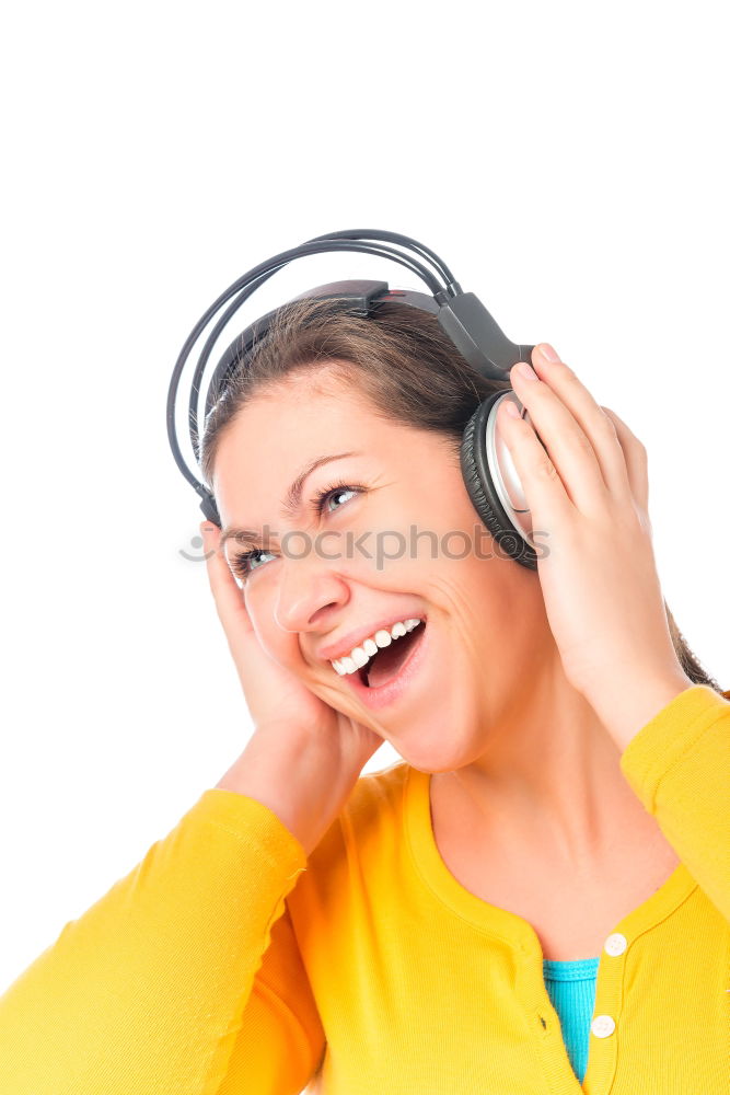 Similar – Cheerful woman in yellow jacket