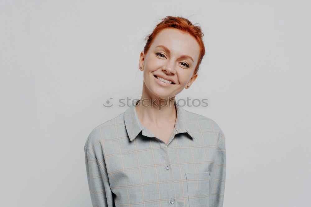 Similar – Image, Stock Photo Portrait of young redhead model wearing glasses