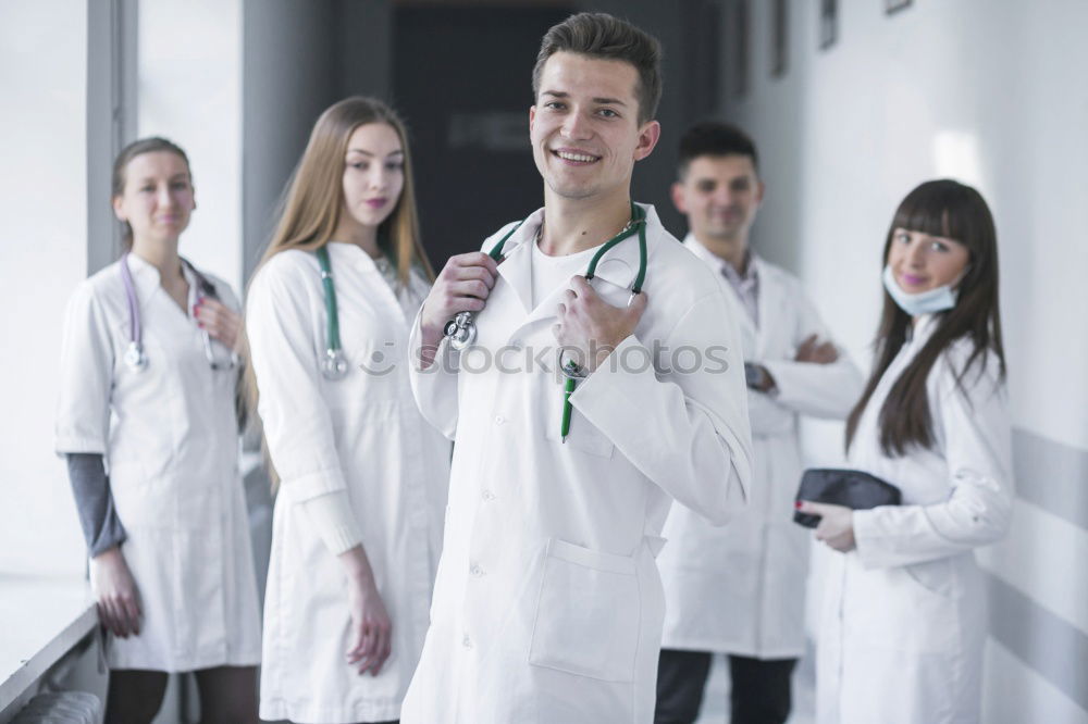 Similar – Image, Stock Photo Workers communicating in lab