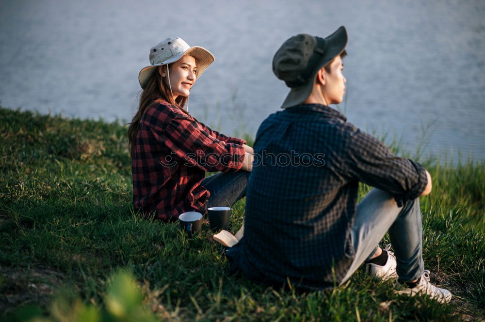 Similar – Image, Stock Photo Young couple hugging and kissing in forest