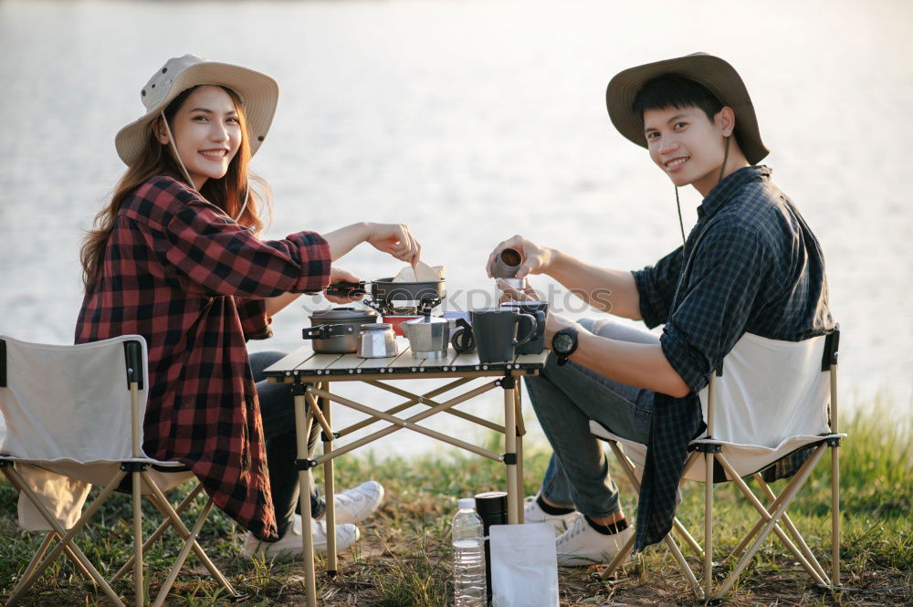 Similar – Image, Stock Photo Couple drinking wine in nature