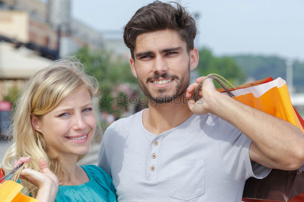 Similar – Image, Stock Photo Young couple having fun on the street