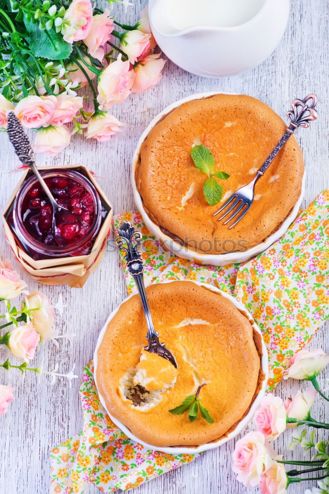 Similar – Image, Stock Photo Small pancakes with blueberries and syrup