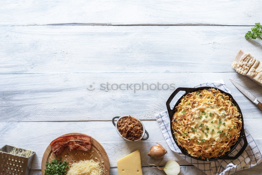 Similar – Image, Stock Photo Pasta gratin with Romanesco cabbage and ham