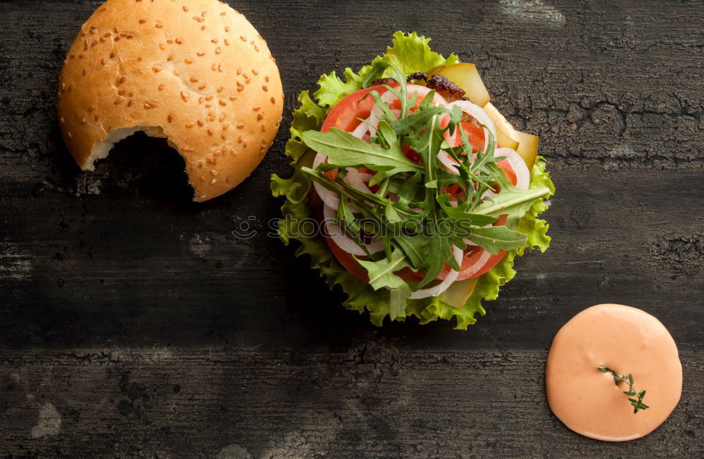 Similar – Foto Bild belegtes brötchen auf neun uhr