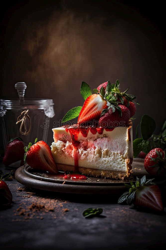 Similar – Image, Stock Photo Slices of creamy raspberry cake