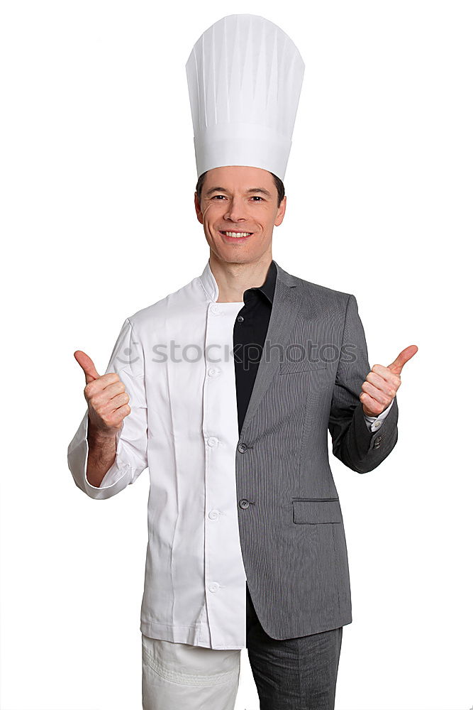 Similar – Image, Stock Photo cook holding an empty round white frying pan