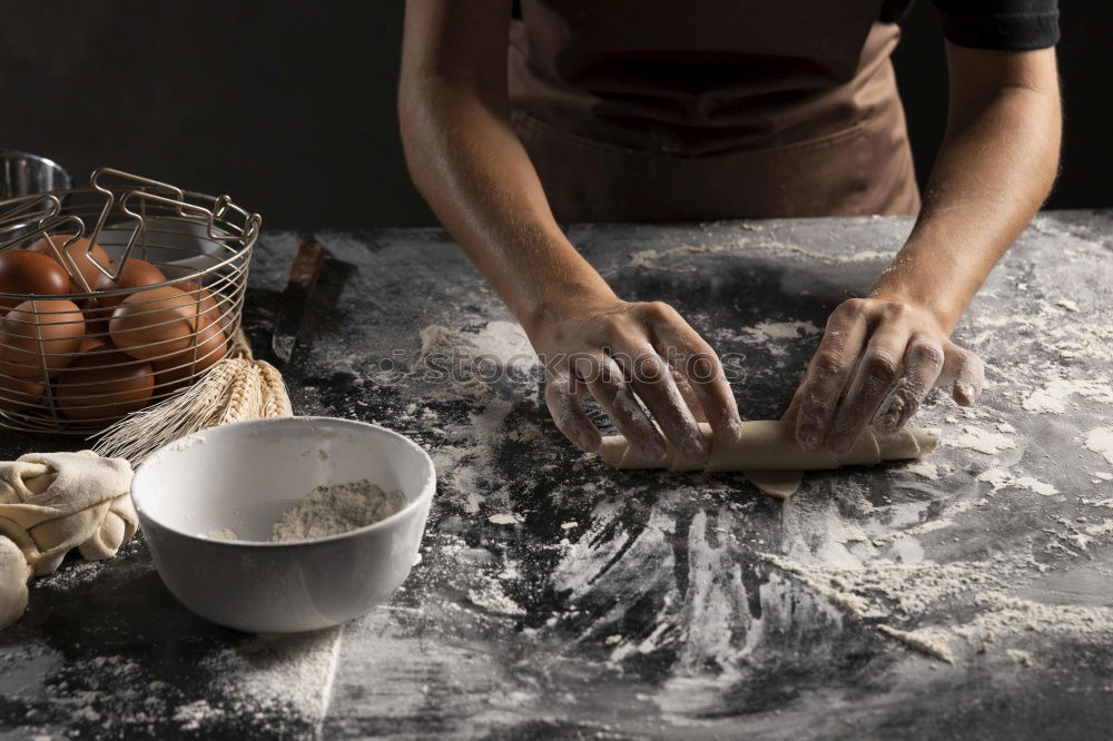 Similar – Image, Stock Photo Person cracking egg in bowl on table