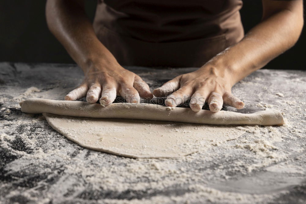 Similar – round wooden sieve in male hands