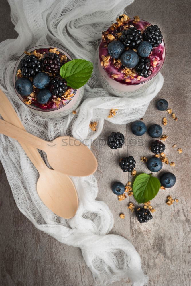 Image, Stock Photo Blueberries and yogurt chia pudding parfait