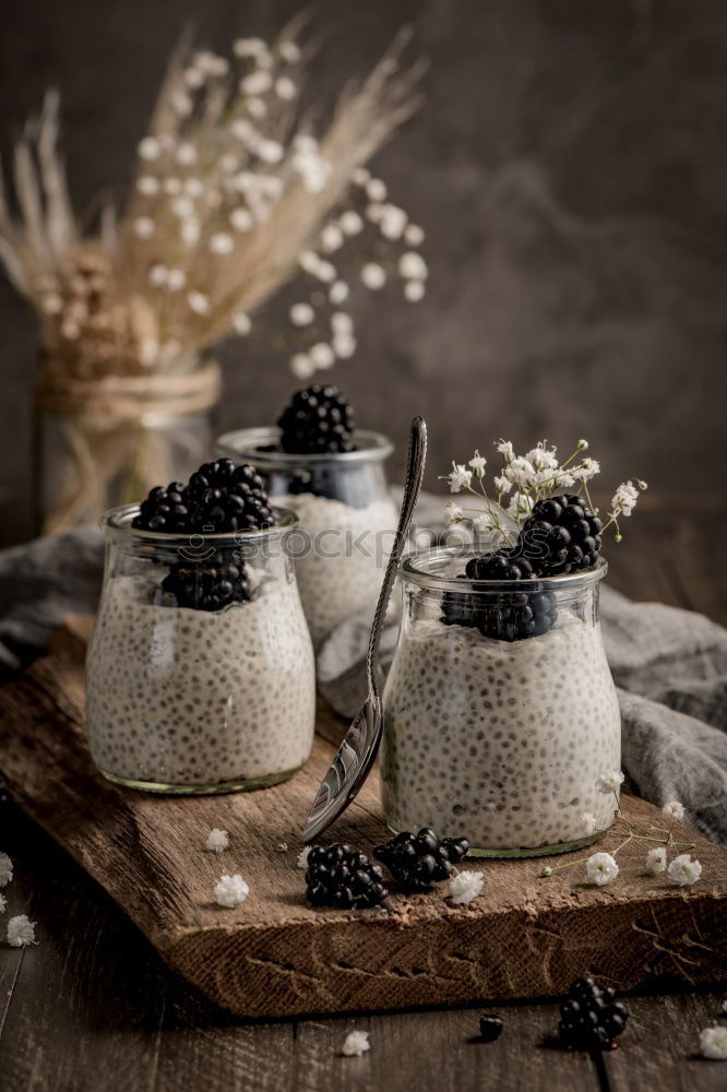 Similar – Image, Stock Photo Blueberries and yogurt chia pudding parfait