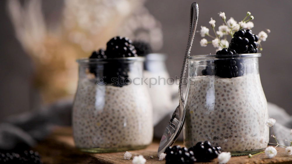 Similar – Image, Stock Photo Blueberries and yogurt chia pudding parfait