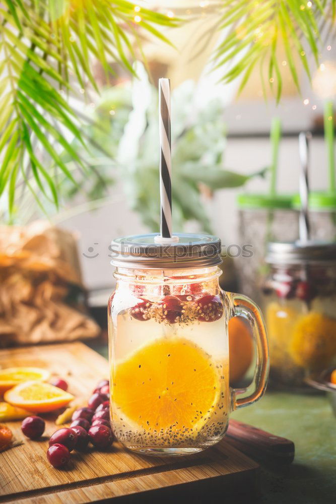 Image, Stock Photo Healthy drink with Chia seeds water and orange