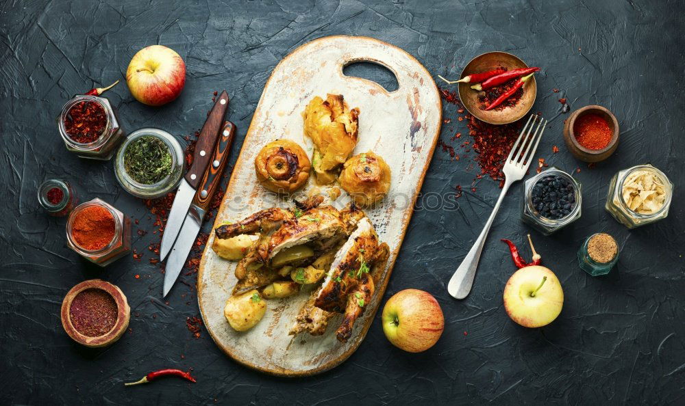 Image, Stock Photo Grilled sausages on cutting board
