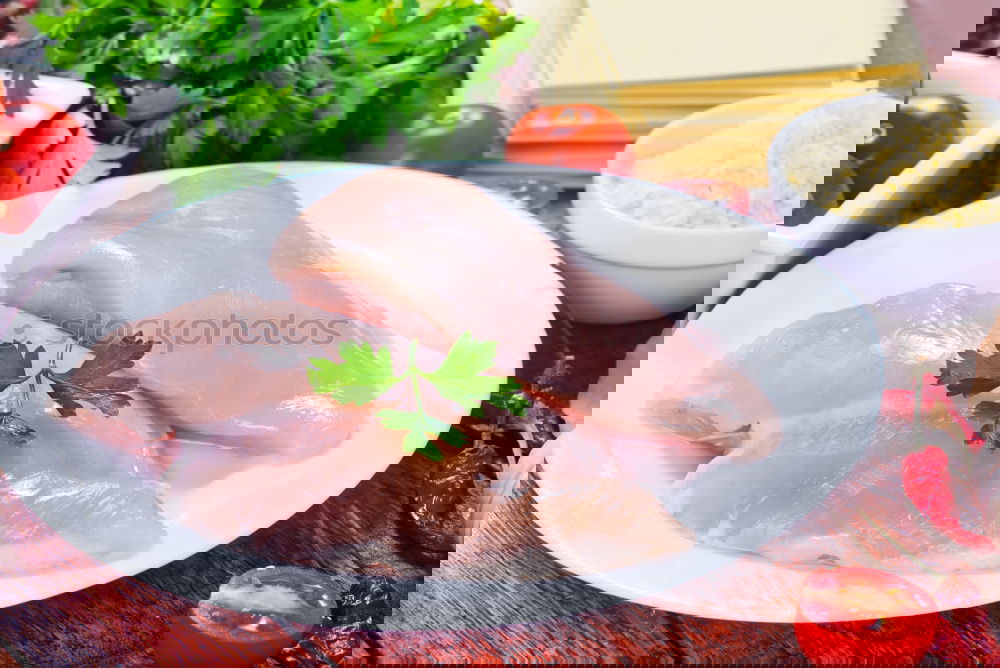 Similar – Image, Stock Photo marinate chicken thighs spicy