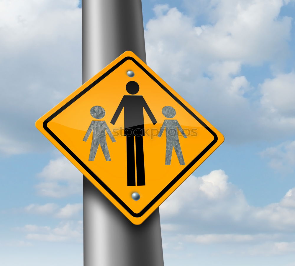 Similar – Warning sign: Attention! Old people cross the street