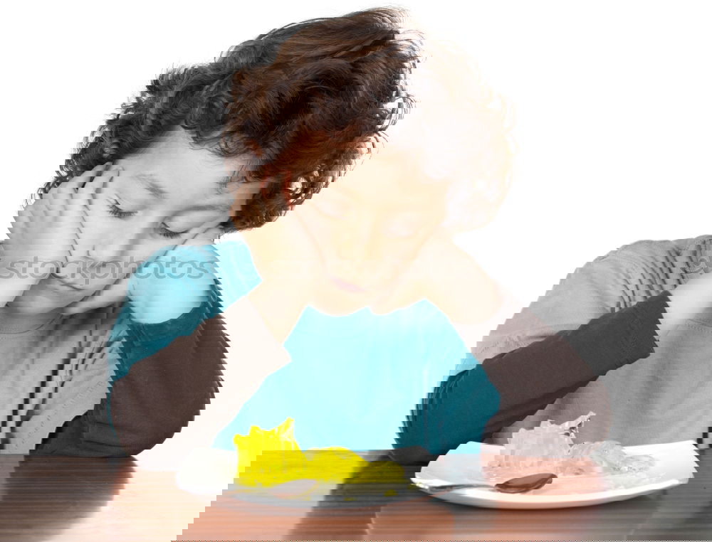 Similar – Image, Stock Photo Sad child with a meal Food