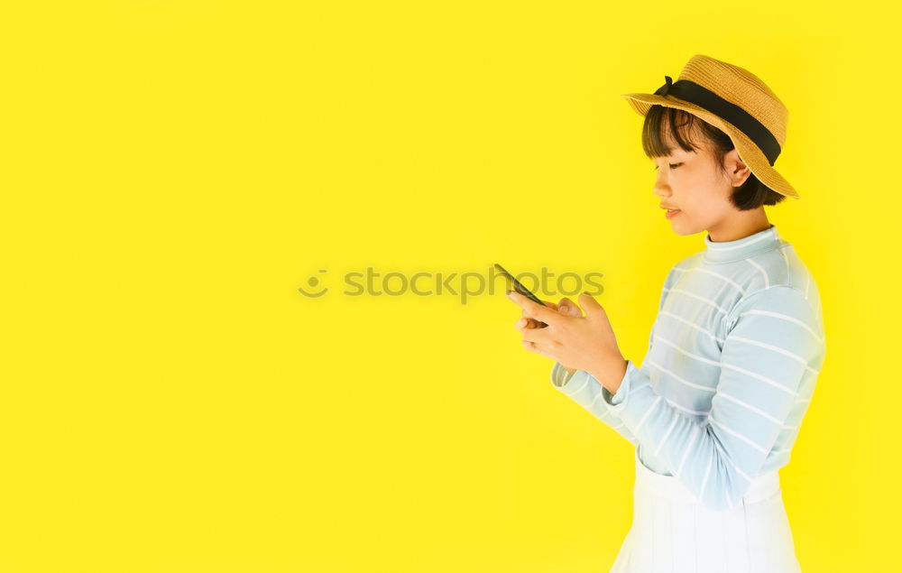 Similar – Image, Stock Photo young woman outdoors using mobile phone and smiling