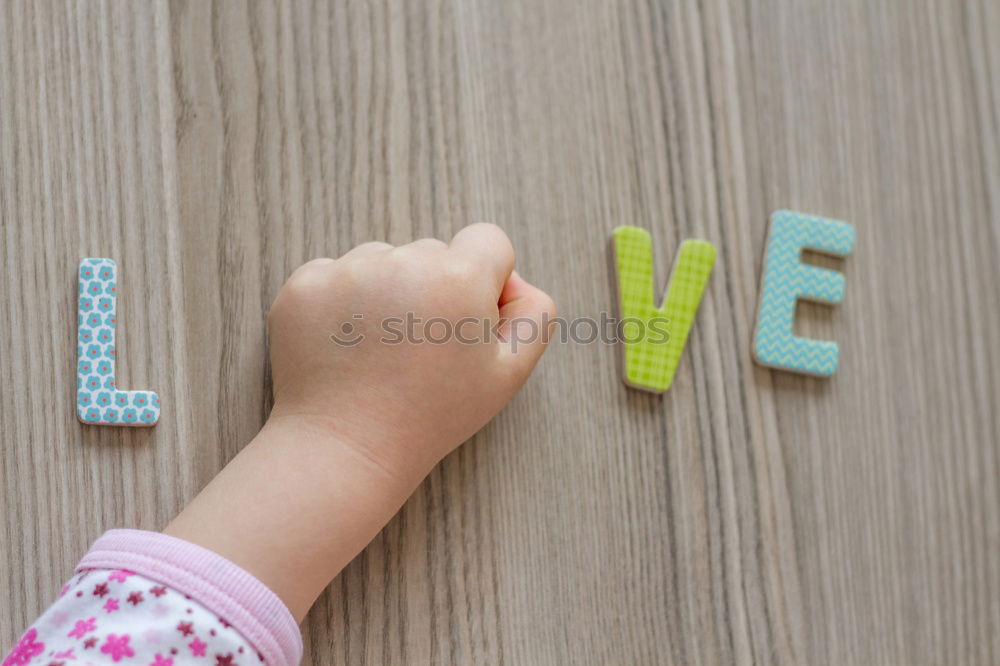 Similar – Image, Stock Photo Boy with chalk wants peace and love