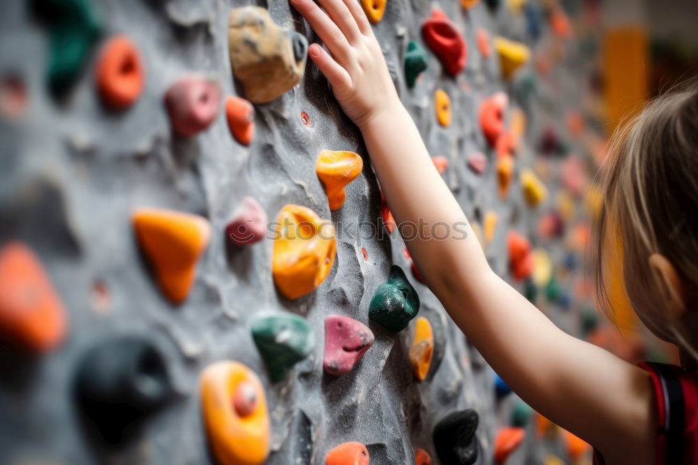 Similar – Image, Stock Photo little boy climbing a rock wall indoor