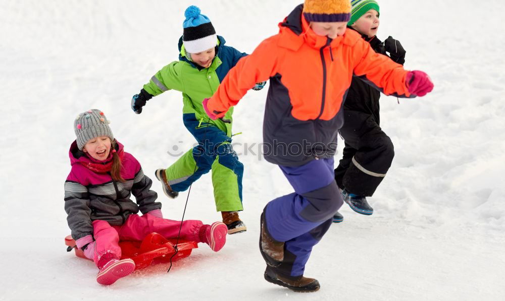 Similar – Image, Stock Photo Family sledging Athletic