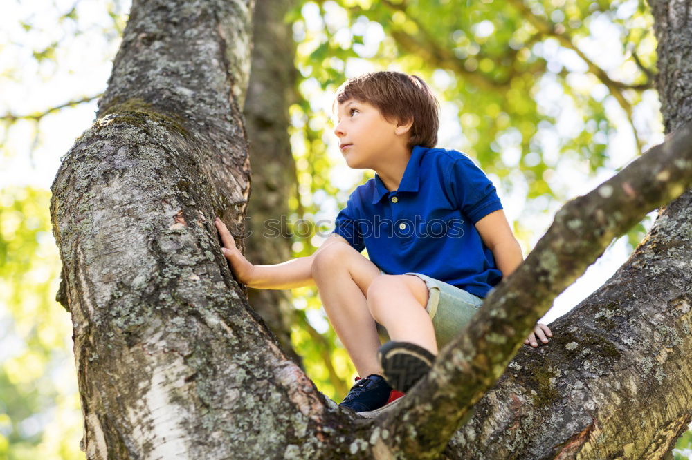 Similar – Image, Stock Photo boy exploring the outdoors with binoculars