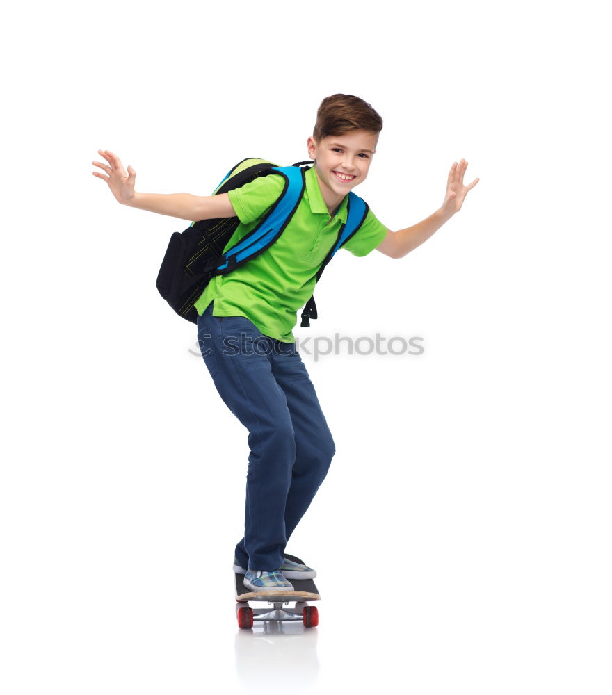 Similar – Close-up of a teenage boy carrying skateboard and smiling