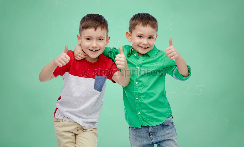 Similar – happy brothers sitting in the park