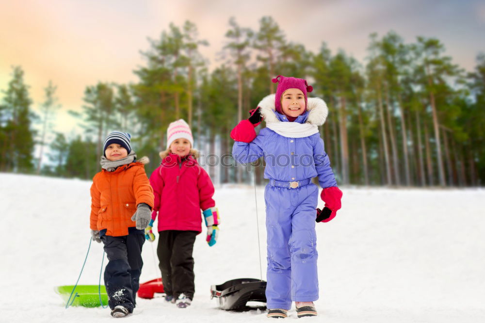 Similar – Image, Stock Photo Family sledging Athletic