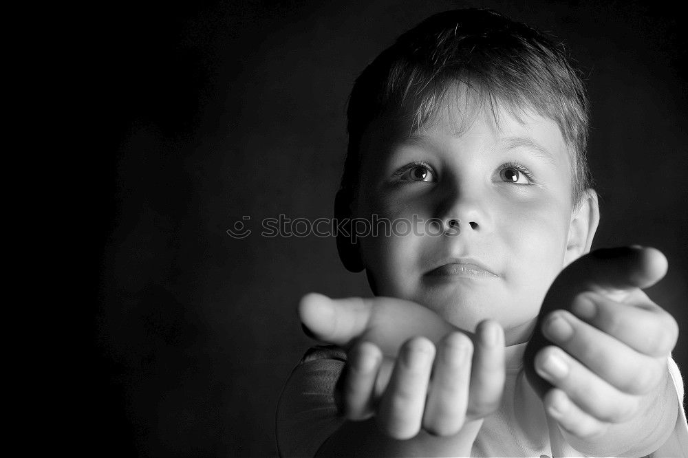 Similar – Image, Stock Photo Boy with chalk doesn’t want hate but love