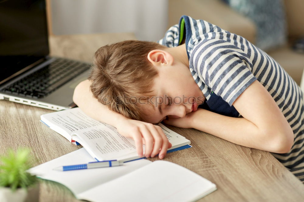 Image, Stock Photo Pupil girl sleeping in classroom