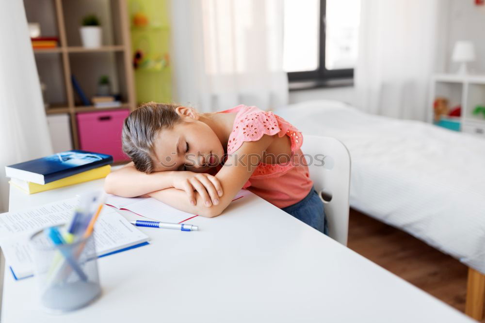 Similar – Image, Stock Photo Pupil girl sleeping in classroom