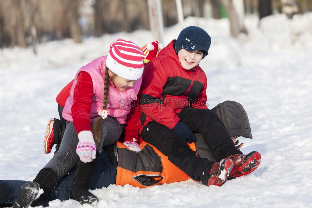 Similar – Image, Stock Photo Family sledging Athletic