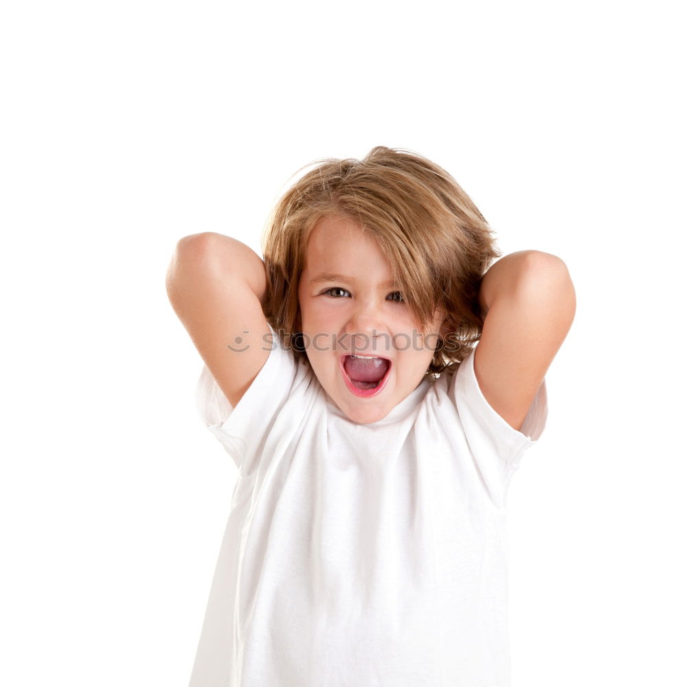 Similar – portrait of angry girl on blue background