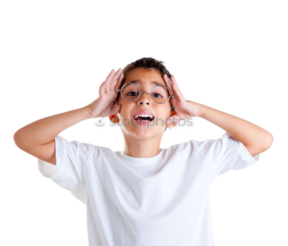 Similar – portrait of angry girl on blue background