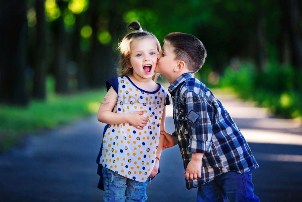 Similar – Image, Stock Photo 2 Girl Boy (child)