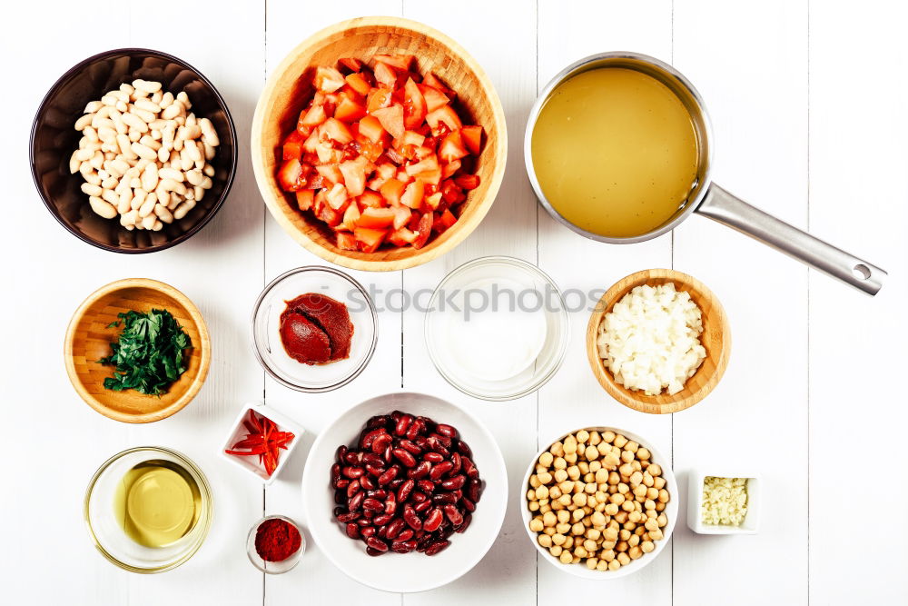 Similar – Image, Stock Photo Ingredients for healthy chickpeas salad