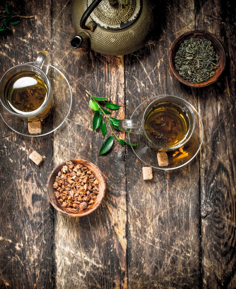 Similar – Image, Stock Photo Cup of sage tea with fresh herbs leaves