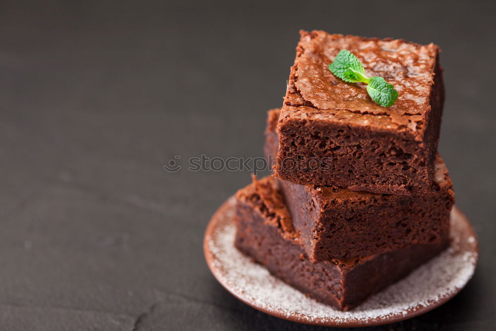 Similar – Image, Stock Photo stack of square pieces of baked brown brownie pie