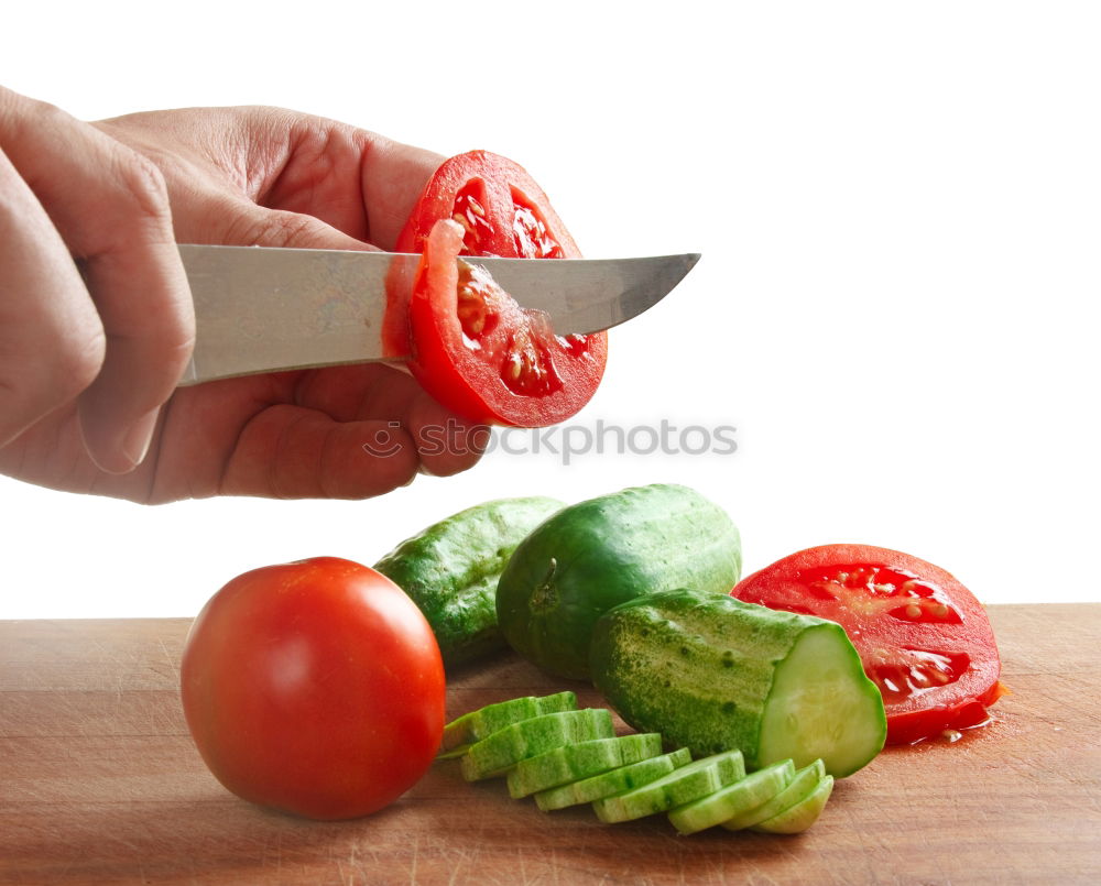 Similar – Image, Stock Photo Mother teaches daughter knife cut cucumber