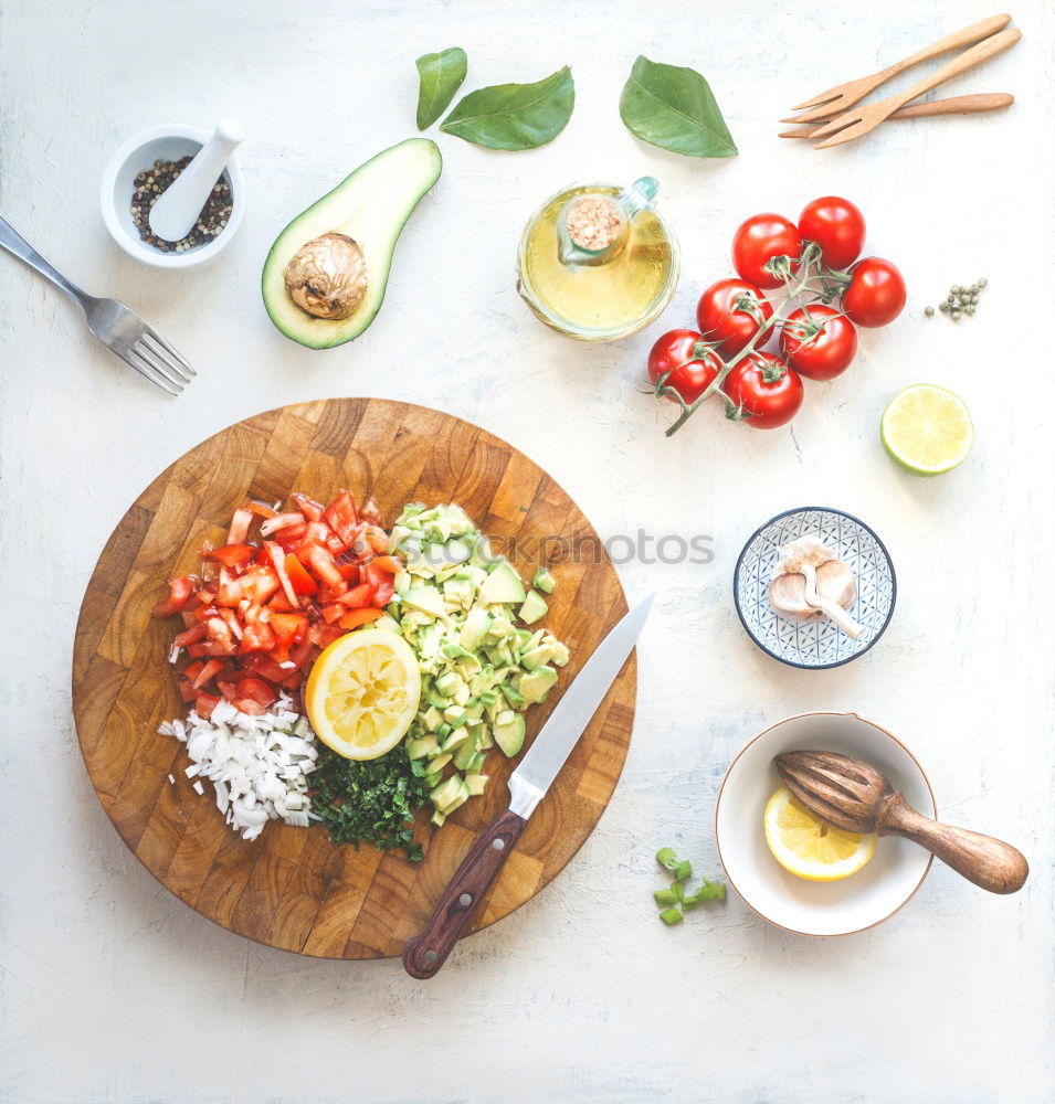 Image, Stock Photo Salmon fillet in pan with oil, lemon and dill