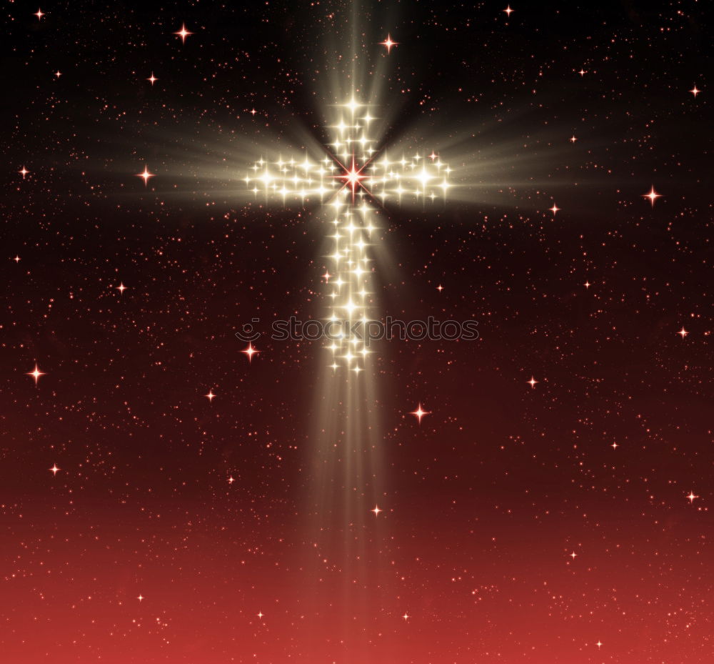 luminous cross with candles and christmas tree as old Bokeh