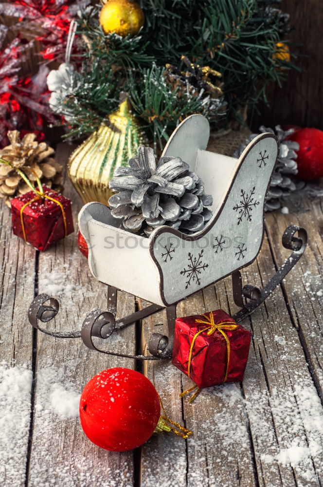 Similar – Image, Stock Photo Christmas decoration on a rustic wooden table.