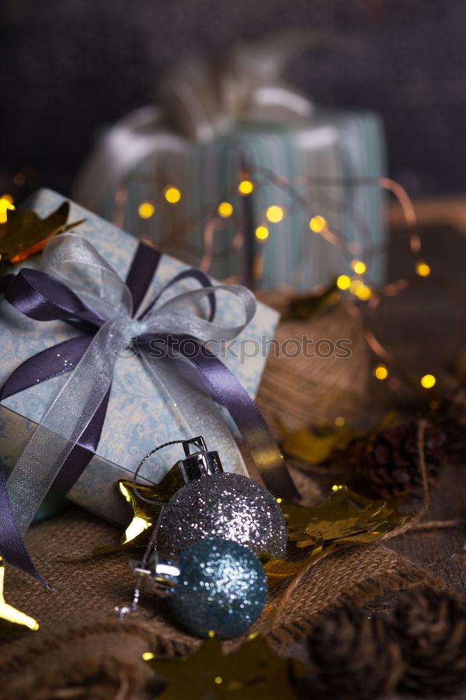 Similar – Image, Stock Photo Christmas present with paper snowflakes